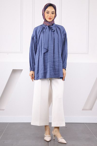 İmajButik Τουνίκ με μανίκια με λεπτομέρεια Indigo