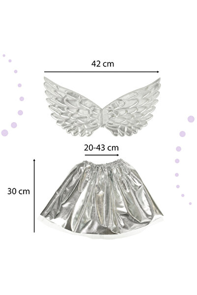 zola Αποκριάτικη στολή για κορίτσια, μοντέλο μονόκερου, ασημένια φτερά, στέμμα και φούστα, ηλικία + 3 ετών
