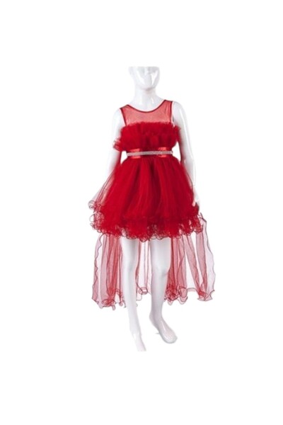Ahsenimbebe Tailled Tulle Collar Girl's Prom Dress