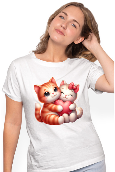 StoryGift Romania Tricou Femei cu 2 pisicute care se imbratiseaza si tin si o...