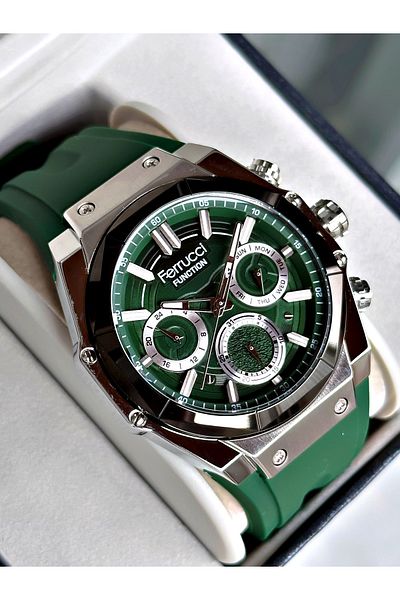 Ferrucci Black Silicone Cord Function Sport Guaranteed Men's Wrist Watch + Bracelet