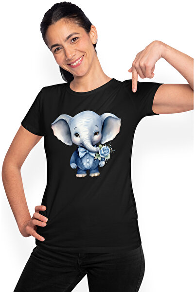 StoryGift Romania Tricou Femei cu un elefant la costum albastru, trandafir, p...