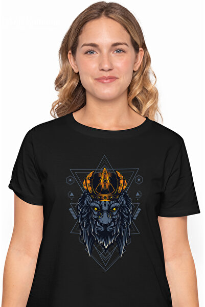 StoryGift Romania Tricou Femei Cu Leu, Coroana, Geometrie, Rege, Multicolor c...