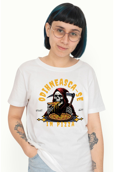 StoryGift Romania Tricou Femei moartea cu coasa mancand text odihneasca-se in...