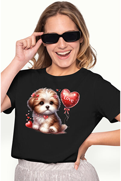 StoryGift Romania Tricou Femei cu o catelusa blanoasa, ilustratie, timida, ba...