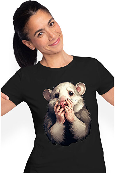 StoryGift Romania Tricou Femei cu un sobolan speriat, ilustratie, socat, nu i...