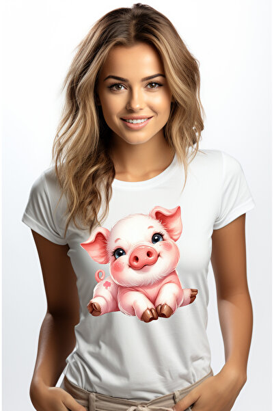 StoryGift Romania Tricou Femei cu o purcelusa cuminte, ilustratie, copilarie,...