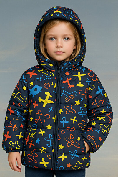 Montstop Zimska jakna za devojčice sa helikopterskim uzorkom - parka sa kapul...