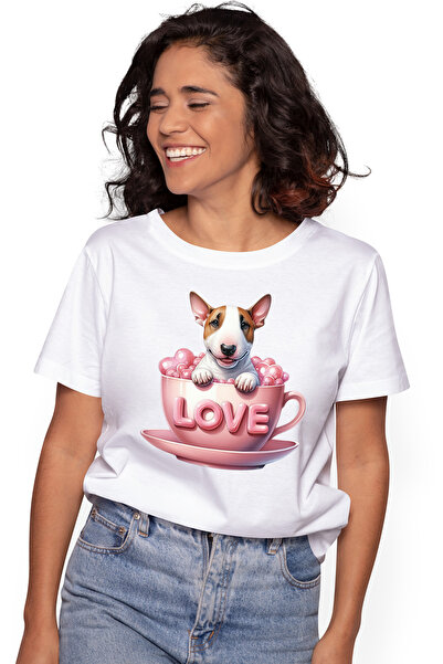 StoryGift Romania Tricou Femei cu un catel jucaus, ilustratie, sta intr-o cea...