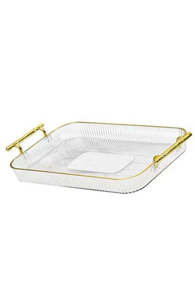 PUFO Tavă decorativă elegantă pentru servirea aperitivelor, prăjiturilor, fructelor, cu mânere, 32 cm