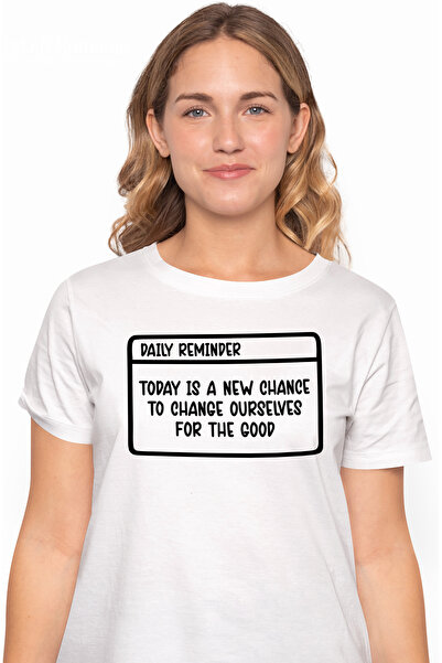 StoryGift Romania Tricou Femei cu mesaj in engleza din care reiese ca azi avem o noua sansa de a n WHT_L