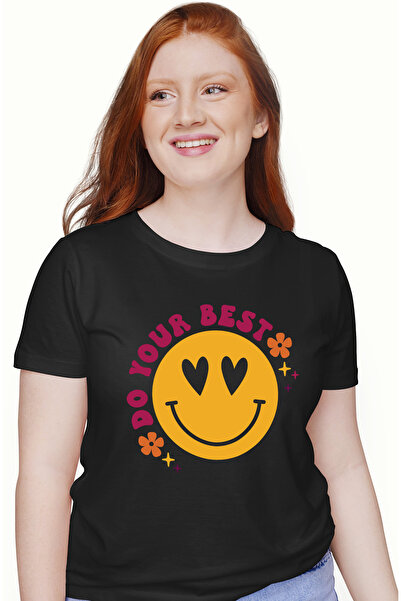 StoryGift Romania Tricou Femei Cu Smiley Face Galben, Inimi Ochii, Text In En...