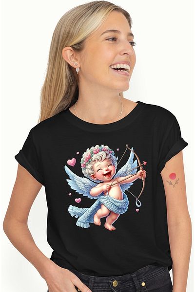 StoryGift Romania Tricou Femei cu o pisica speriata, uimita, ilustratie, pictura celebra, mare, ap BLK_L