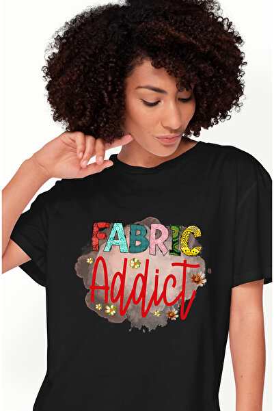 StoryGift Romania Tricou Femei cu mesajul "Fabric addict", profesie, ilustrat...