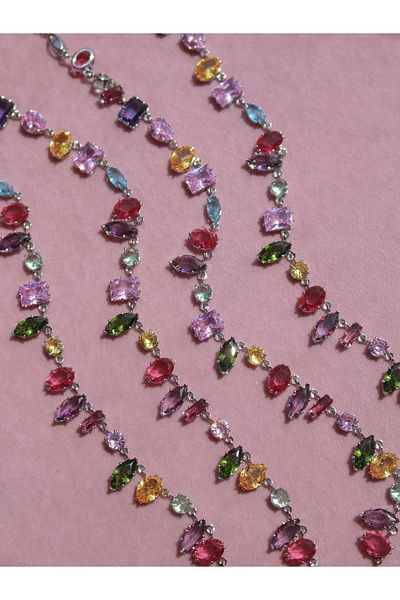 Reorah Collection Royal Gem Necklace-Colored Shaped Pendant with Zircon Stone