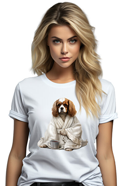 StoryGift Romania Tricou Femei cu un catel serios care are un capod alb, Tric...