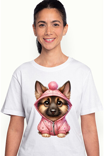 StoryGift Romania Tricou Femei cu o catelusa lup, ilustratie, pentru iubitori...