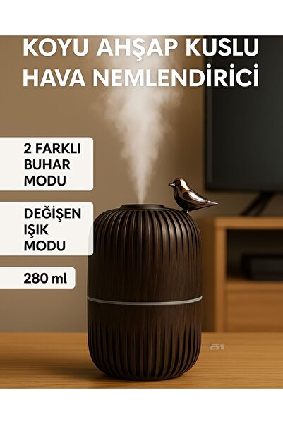Store Dekoratif Hava Nemlendirici Buhar Makinesi Renk Değişkenli Kuş Detaylı
