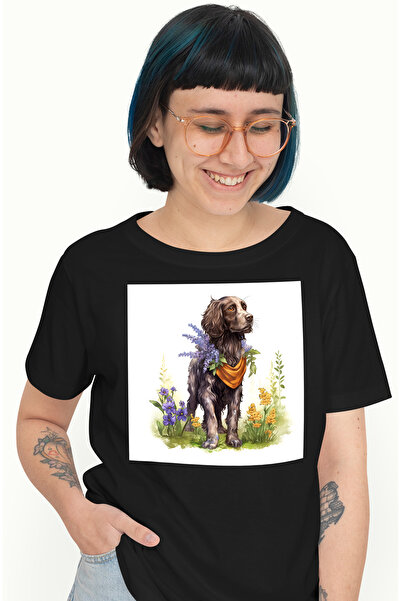 StoryGift Romania Tricou Femei cu un caine cenusiu care priveste in zare, ilu...