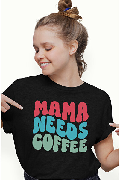 StoryGift Romania Tricou Femei Cu Text In Engleza Mama Needs Coffee, Ceasca M...