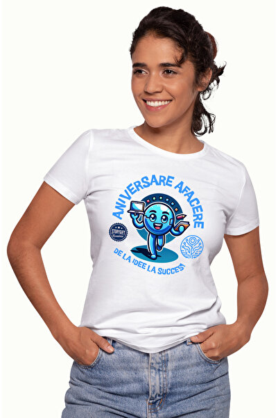 StoryGift Romania Tricou Femei Aniversare Afacere De la idee la succes, Antreprenor cu imprimeu pe WHT_L