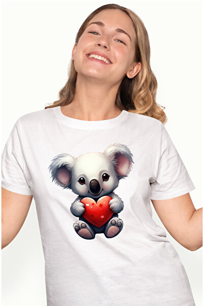 StoryGift Romania Tricou Femei cu un ursulet Koala care tine o inima in brate...
