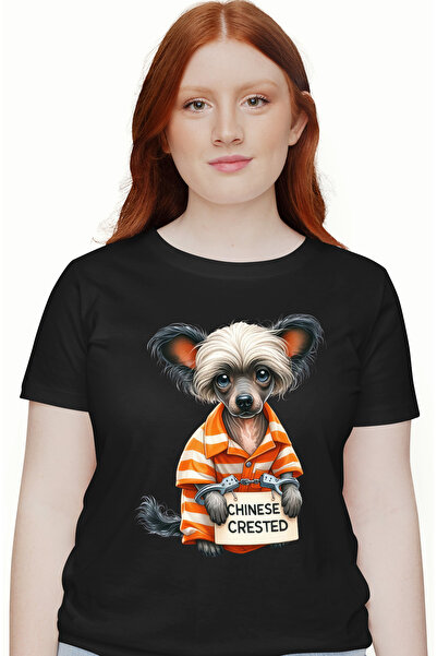 StoryGift Romania Tricou Femei cu un catel Chinese Crested la puscarie, incat...