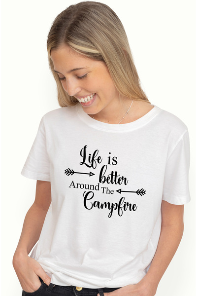 StoryGift Romania Tricou Femei pentru cei care ies in natura cu mesajul "Life is better around the WHT_S