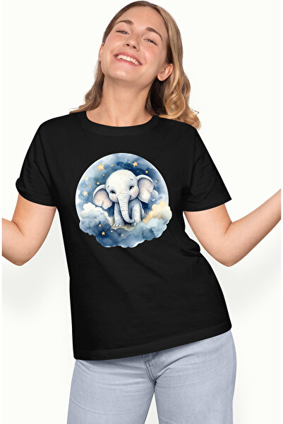 StoryGift Romania Tricou Femei cu un elefant somnoros, lumea viselor, norisor...