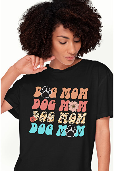 StoryGift Romania Tricou Femei cu mesajul "Dog Mom", ilustratie, caine, mama,...