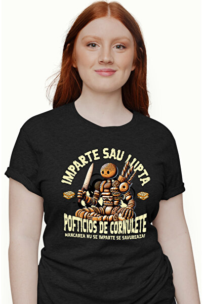 StoryGift Romania Tricou Femei om din patiserie text imparte sau lupta cu imp...