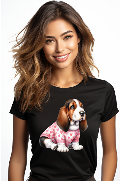 StoryGift Romania Tricou Femei cu un catel curios, timid, ilustratie, bluza c...