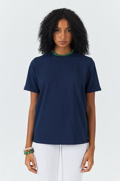 Soho Mood Tricou de bază pentru femei, 100% bumbac, albastru bleumarin