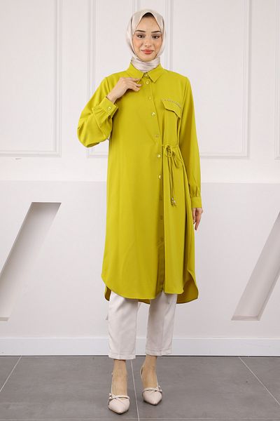 İmajButik Λαδί Πράσινο Πλαϊνό Δέσιμο Linda Tunic