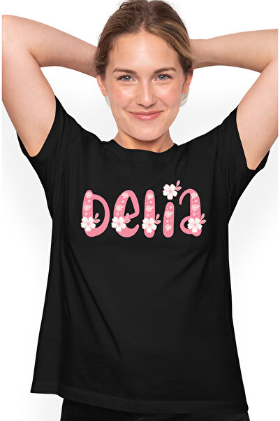 StoryGift Romania Tricou Femei Cu Numele Delia, Flori, Colorat, Roz, Dragut, ...