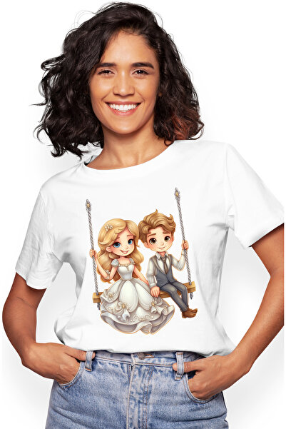 StoryGift Romania Tricou Femei cu o printesa si un baiat, ilustratie, rochie ...