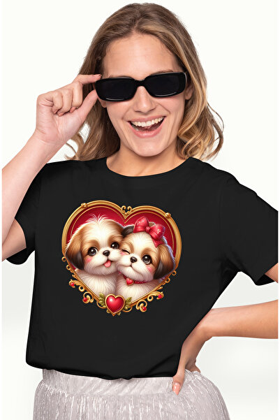 StoryGift Romania Tricou Femei cu o catelusa si un catel de talie mica, ilust...