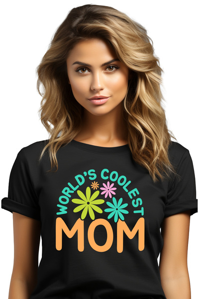 StoryGift Romania Tricou Femei Cu Text In Engleza World's Coolest Mom, Flori ...
