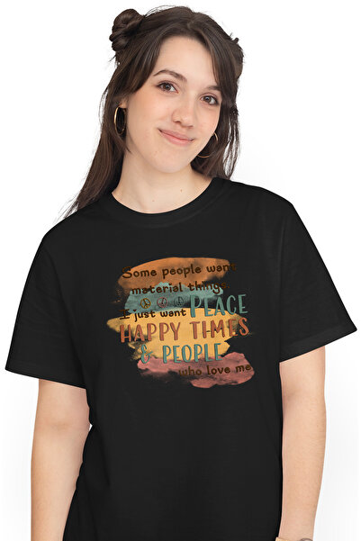 StoryGift Romania Tricou Femei cu mesajul "Some people want material things. I just want peace, ha BLK_XS