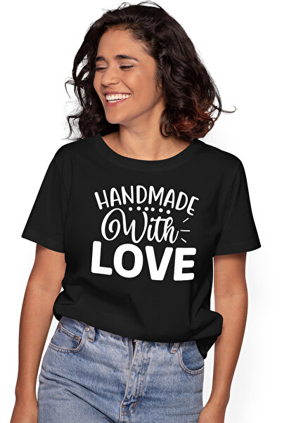 StoryGift Romania Tricou Femei cu mesajul in engleza "Handmade with love" - f...