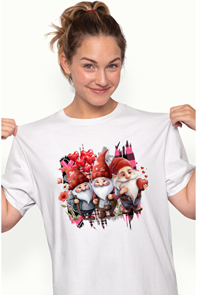 StoryGift Romania Tricou Femei cu pitici, inimioare rosii, Valentine's Day, i...