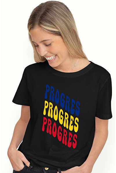 StoryGift Romania Tricou Femei Cuvantul Progres, in Culorile Steagului Romani...