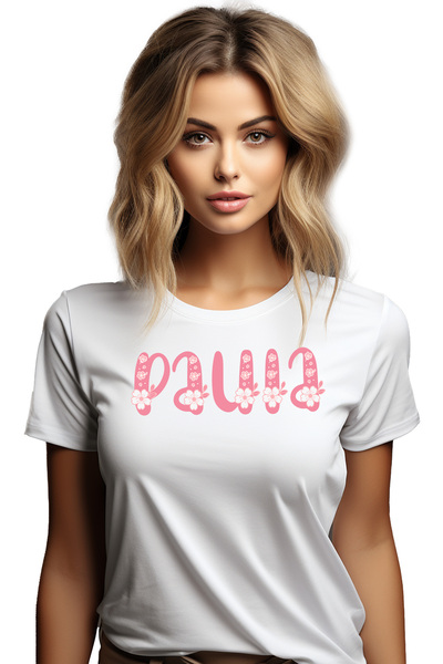 StoryGift Romania Tricou Femei Cu Numele Paula, Flori, Colorat, Roz, Dragut, ...