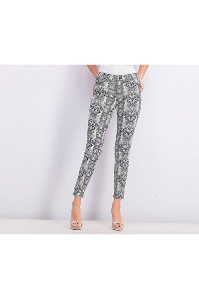 MOHITO Women Allover Print Pants, Black and Gray