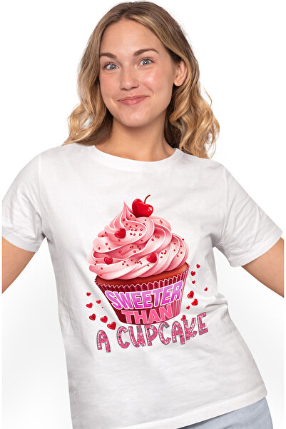 StoryGift Romania Tricou Femei cu mesajul "Sweeter than a cupcake", briosa cu...