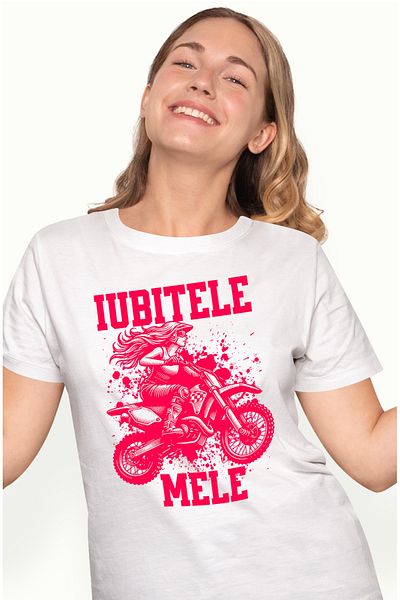 StoryGift Romania Tricou Femei iubitele mele femeie si motocicleta viteza aventura cu imprimeu pe WHT_L