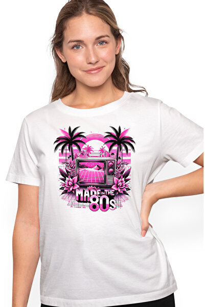 StoryGift Romania Tricou Femei cu mesajul "Made in the 80s", ilustratie, stil...