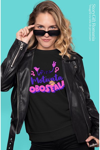 StoryGift Romania Tricou Femei Citat Motivational Prea Motivata Pentru Oboseala Femeie Puternica C Blk_l