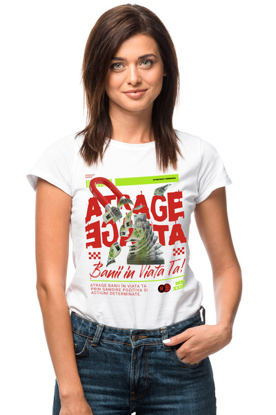 StoryGift Romania Tricou Femei Atrage Banii in Viata Ta - Magnet de Bani Romanesti, cu imprimeu p WHT_XS