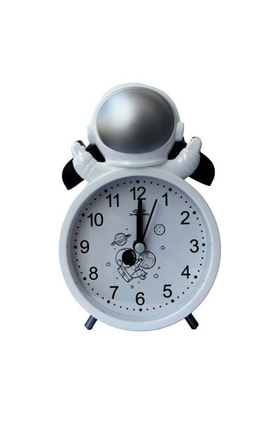 PUFO Happy Astronaut children's alarm clock, 15 cm, silver